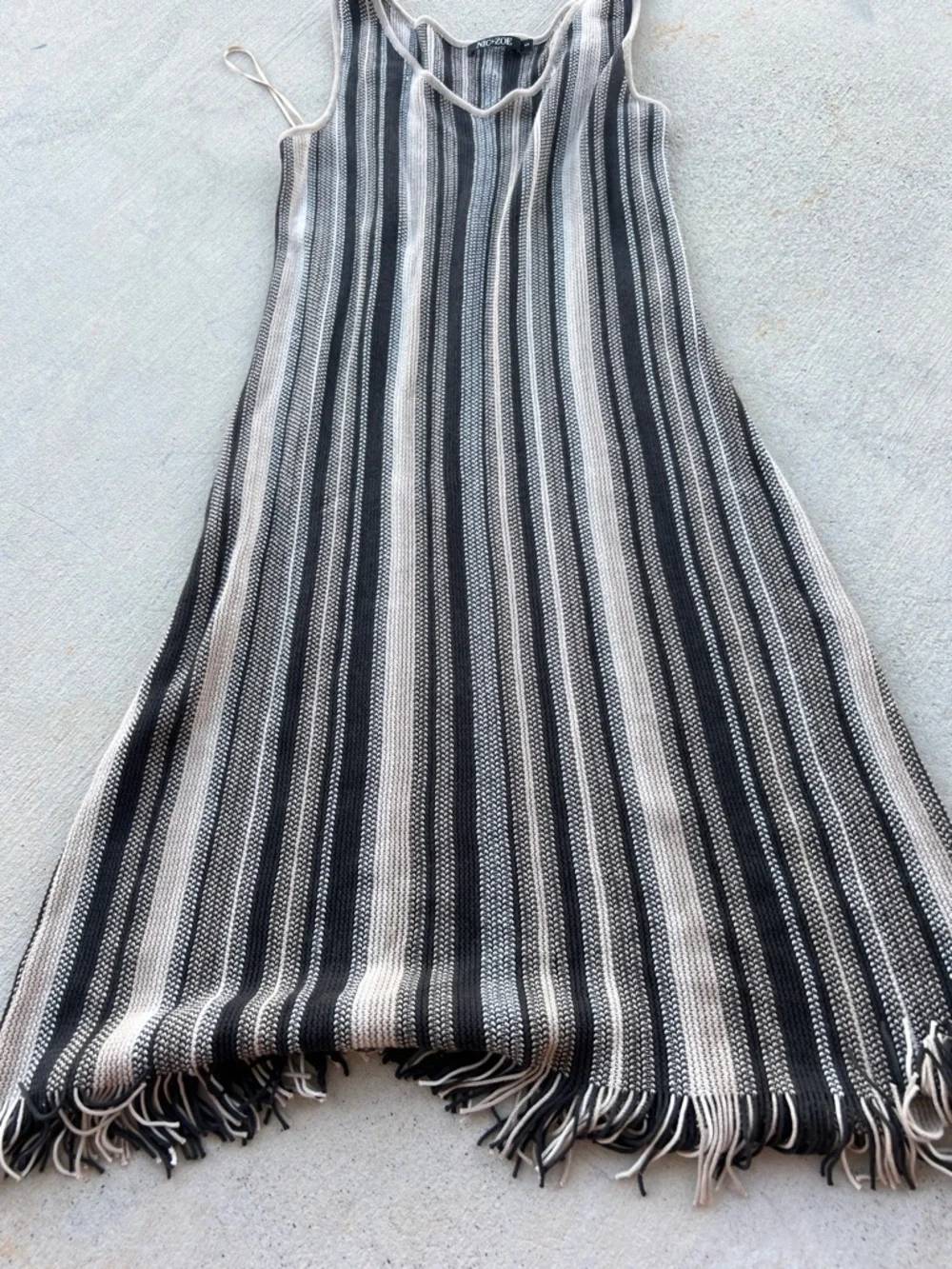 Nic + Zoe Striped Knit Dress in Black & Cream - Picture 2 of 9